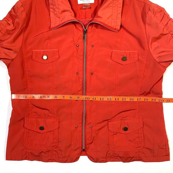 TanJay Petites Jacket Size 10P Orange Snap Pockets Lightweight Retro Style - Picture 11 of 16